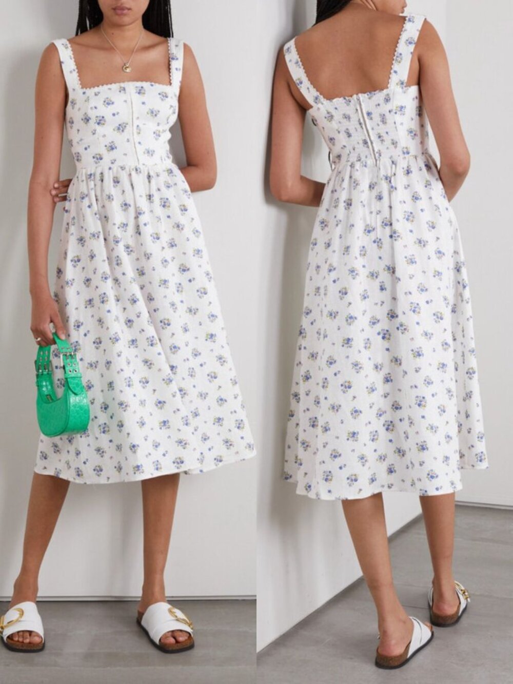 Reformation Tagliatelle Linen Midi Dress Blaire Floral 6